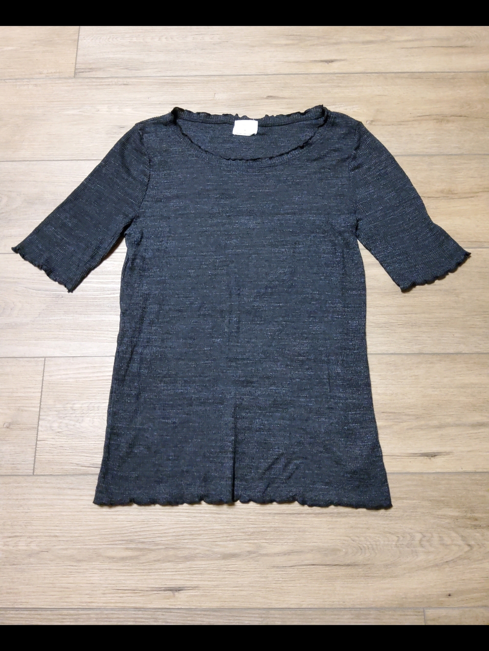 t.la Anthropologie Half Sleeve Extra Long Layering Lettuce Edge Ribbed Top